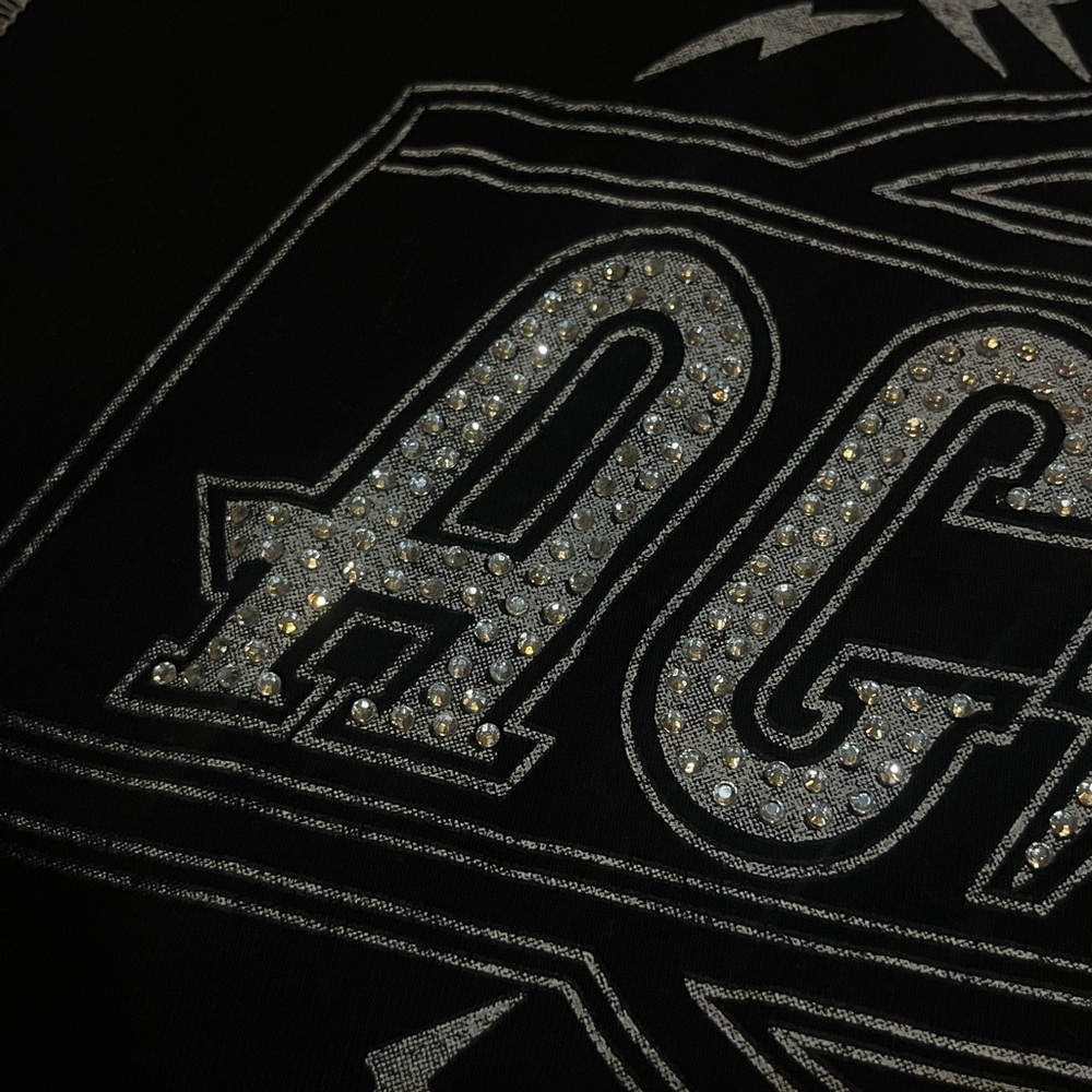 AC/DC Rhinestone black and white crop top - Picture 2 of 6